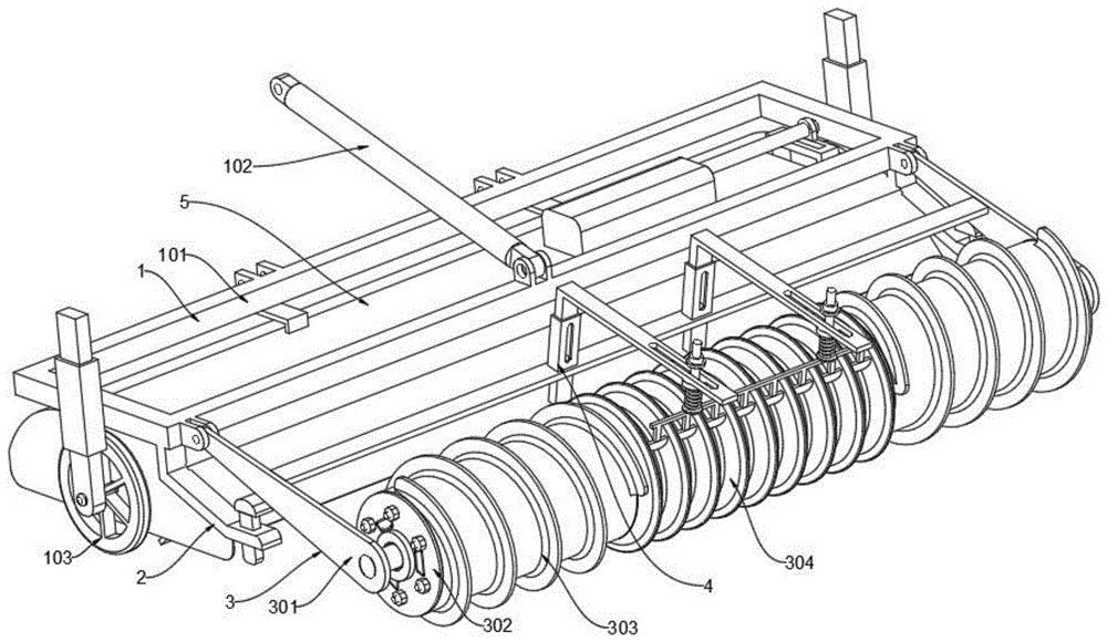 一種秸稈還田大壟雙行可調節鎮壓器